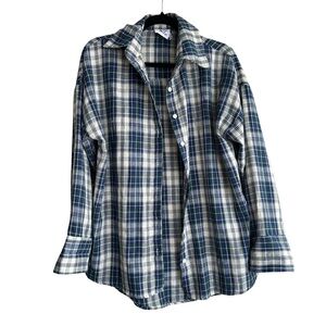 Princess Polly Navy and White Plaid Shirt